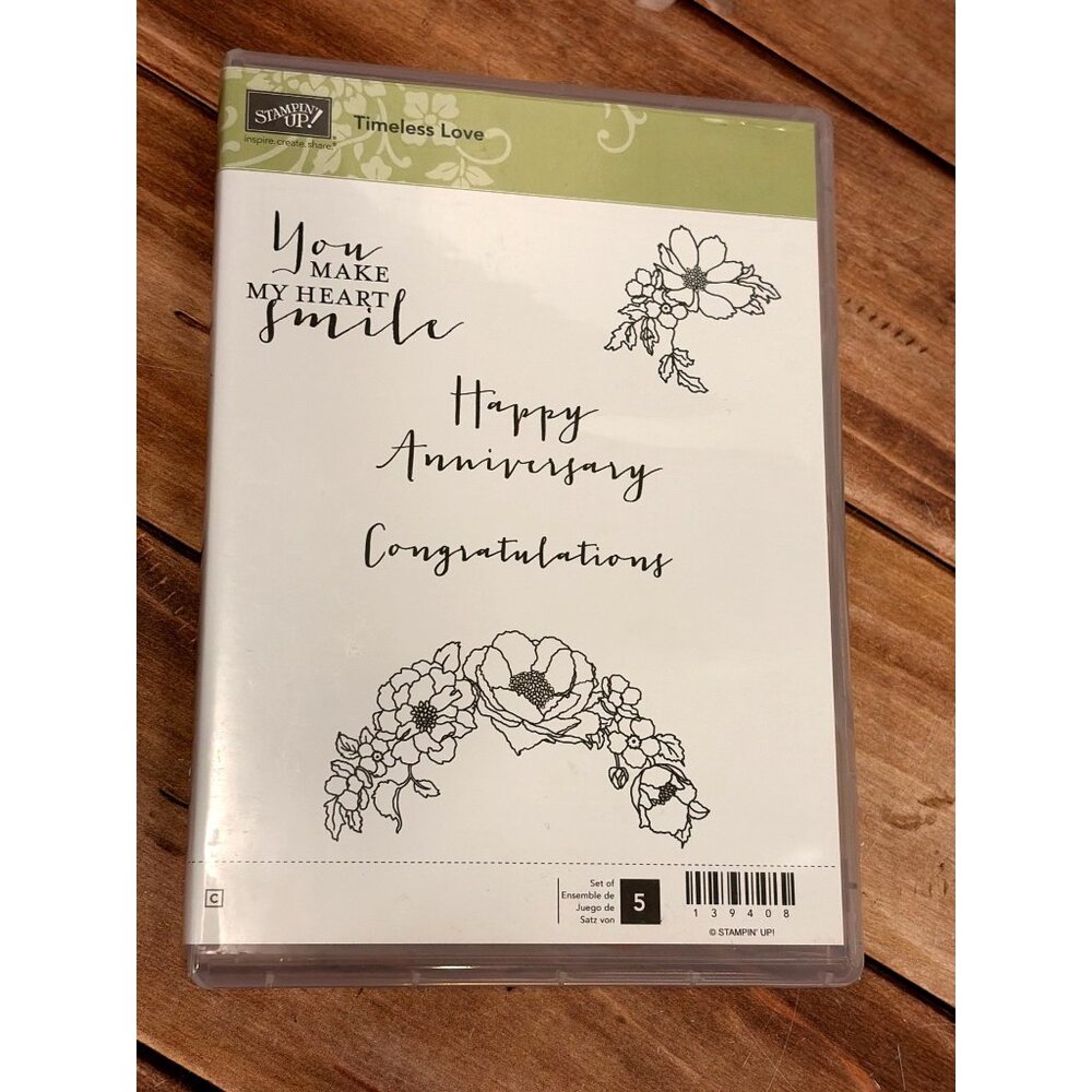 STAMPIN' UP! 139408 TIMELESS LOVE RUBBER MOUNTED STAMP SET OF 5 ANNIVERSARY